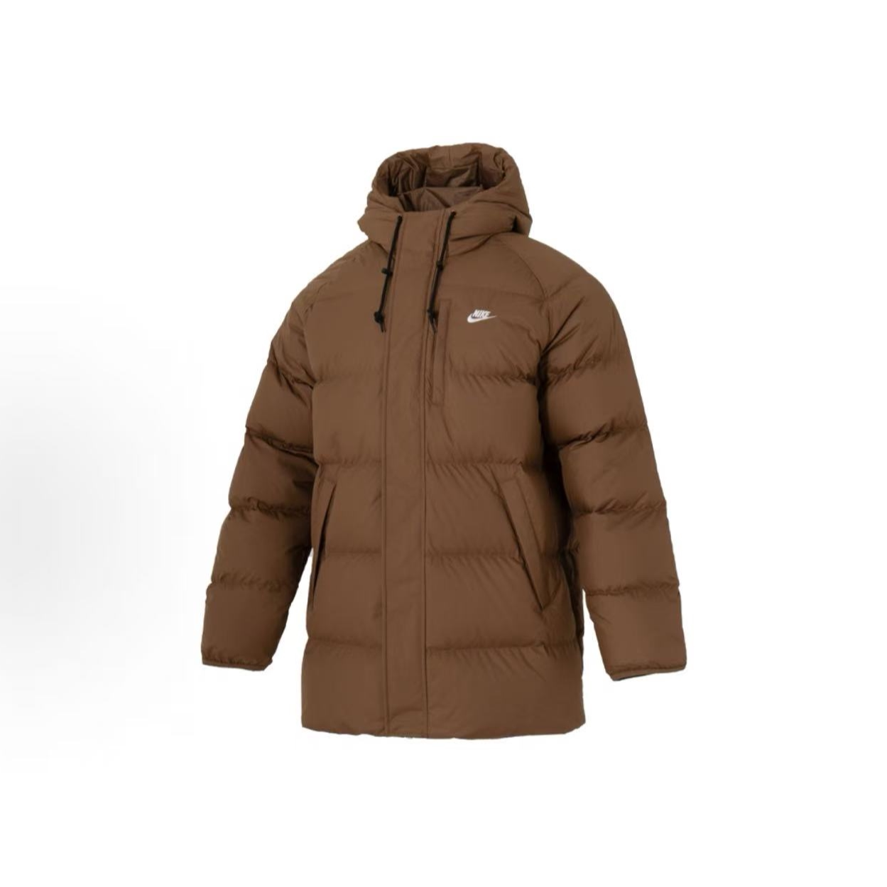 NIKE耐克男款纯色印花连帽冬季户外保暖中长款羽绒服 IB2974-235