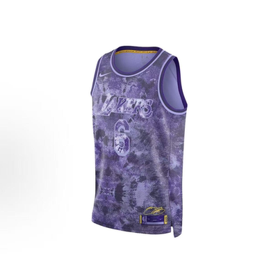 耐克/NIKE Dri-FIT NBA湖人队 詹姆斯6号扎染篮球背心 FD4093-580