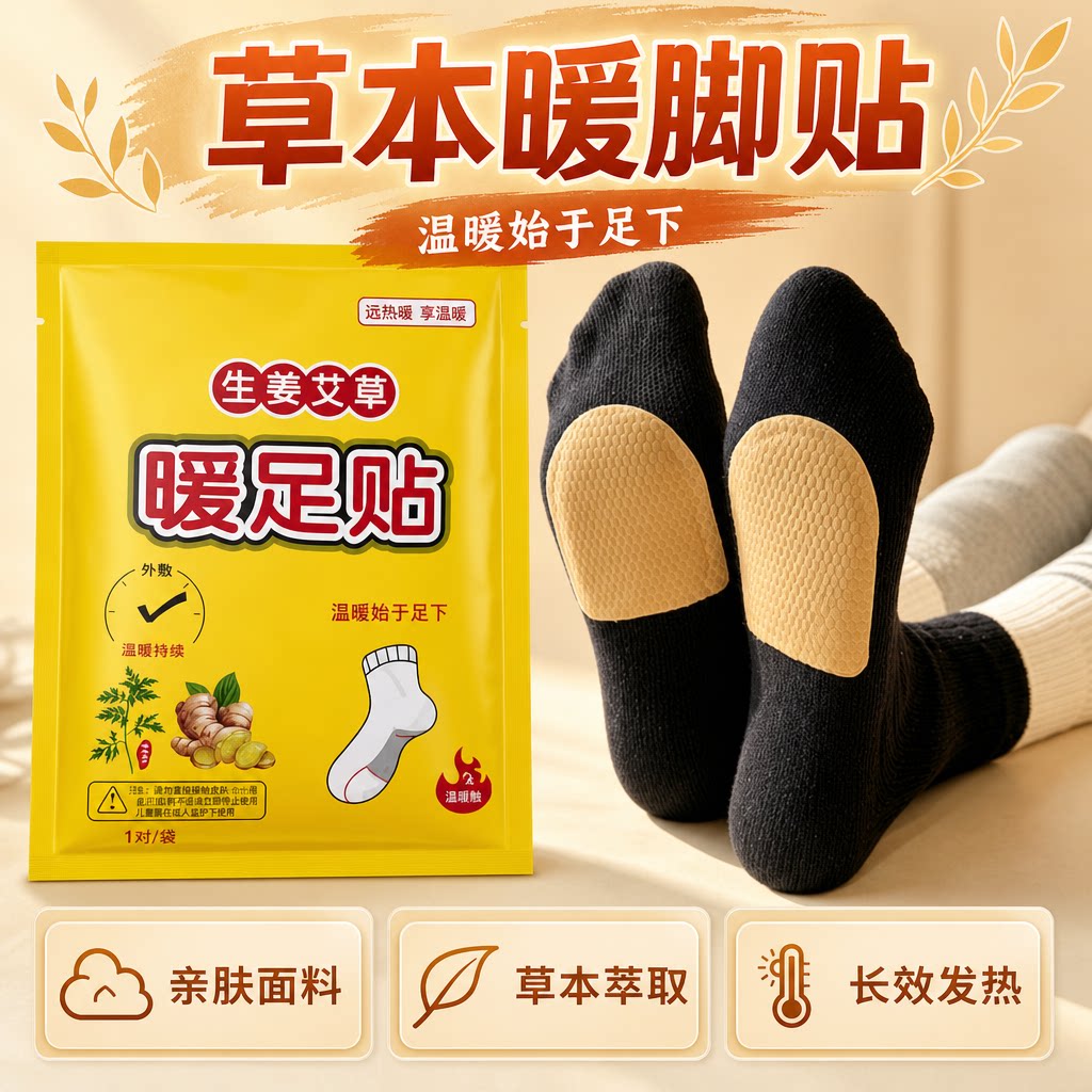 草本生姜艾草暖足贴睡前温敷