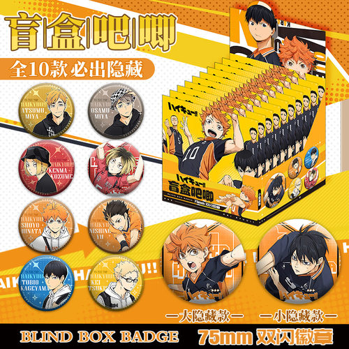 排球少年盲盒吧唧日向翔阳影山飞雄双闪徽章盲袋谷子动漫周边礼物