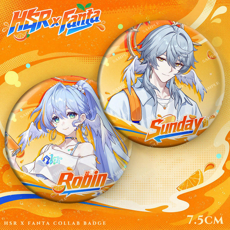 芬达联动星期日知更鸟周边立牌合影卡自制吧唧徽章小卡镭射票套装