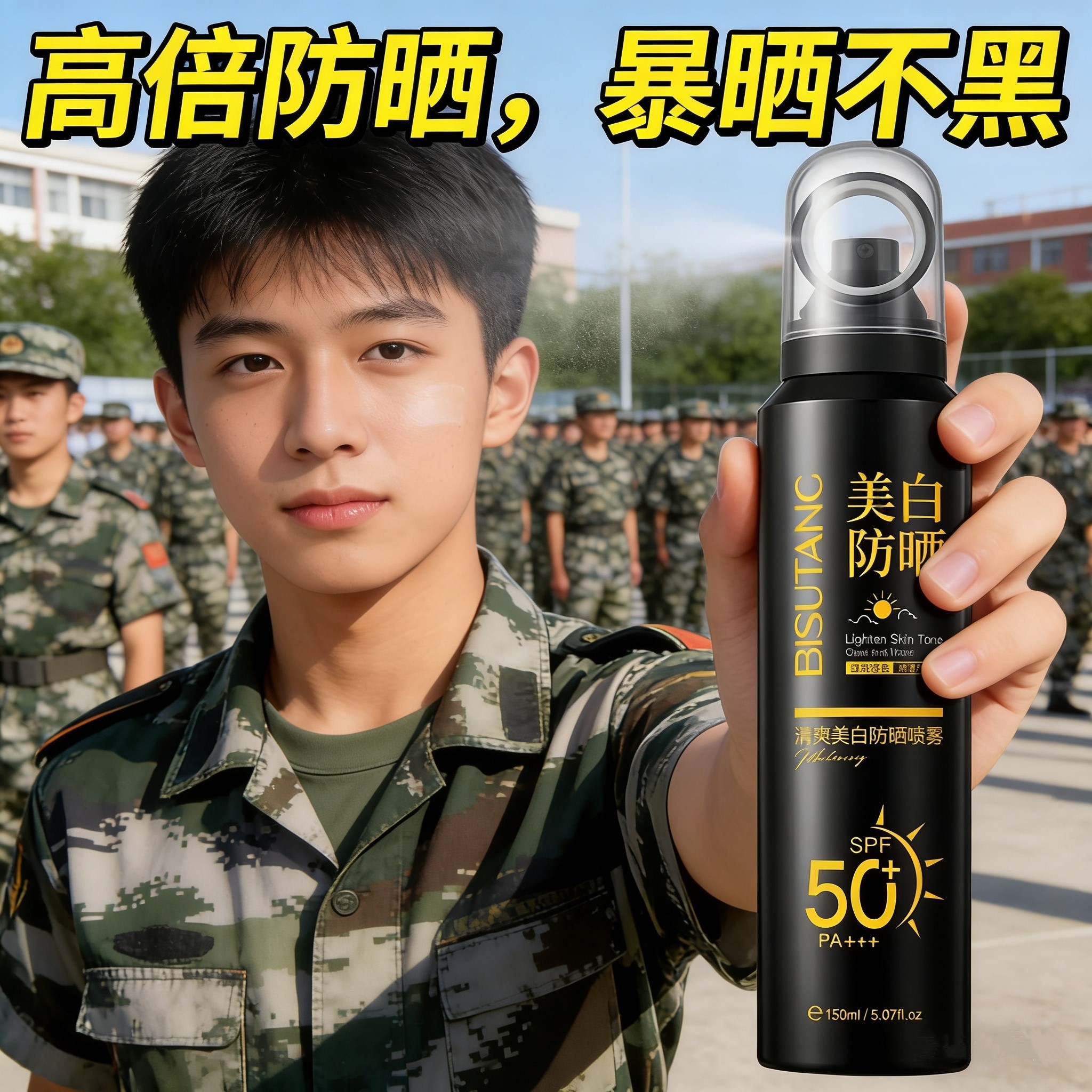 防晒喷雾户外无色透明美白全身防水汗紫外线暴晒不黑钓鱼军训专用