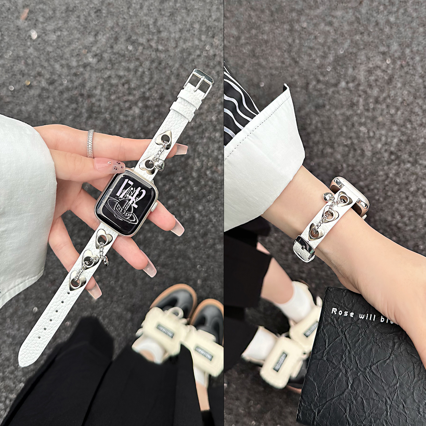 酷活适用S10苹果手表带iwatchs98765se皮质女se复古腕带Ultra新款