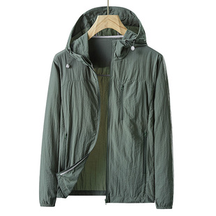 夏季 连帽休闲防晒服情侣户外纯色皮肤衣外套 凉爽透气宽松轻薄款