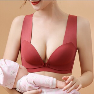 背心前开扣怀孕期睡眠喂奶胸罩BC杯 无痕哺乳内衣聚拢一体式