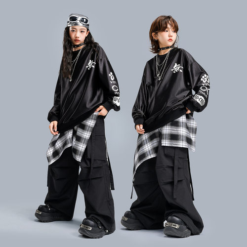 儿童街舞潮服少儿嘻哈风炸街演出服女童爵士服男童hiphop表演套装