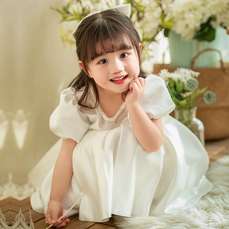 小童女宝宝周岁生日礼服公主裙婚礼儿童晚礼服花童钢琴演奏