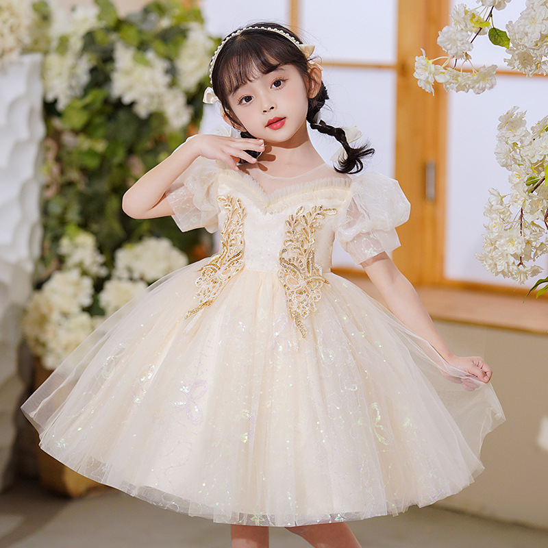 儿童礼服公主裙2025夏季韩版新款花童走秀连衣裙女童钢琴演出服