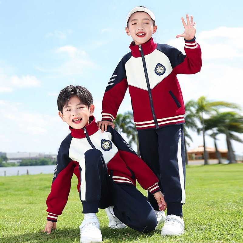 小学生校服套装春秋儿童红色棒球服运动班服幼儿园园服纯棉