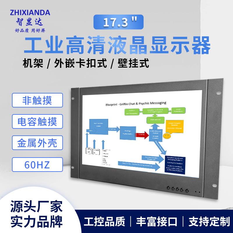 全新17.3/18.5/19寸工业显示器标准机柜显示屏上架式嵌入式显示