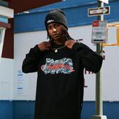 TRIBAL 街头潮牌街舞滑板情侣宽松 T恤美式 骷髅骨头涂鸦元 素长袖