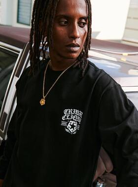 TRIBAL 哥特字体TSTAR长袖T恤美式街头潮牌街舞滑板情侣宽松圆领T