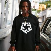 T恤美式 TRIBAL TSTAR基础LOGO长袖 街头潮牌街舞滑板情侣宽松圆领T