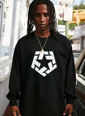 TRIBAL TSTAR基础LOGO长袖T恤美式街头潮牌街舞滑板情侣宽松圆领T