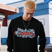 清仓福利 TRIBAL 骷髅骨头涂鸦元 素圆领卫衣美式 街头潮牌宽松