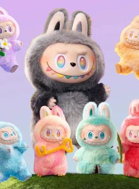 LABUBU3.0 拉布布前方高能坐坐派对心动马卡龙毛绒盲盒手办摆件潮