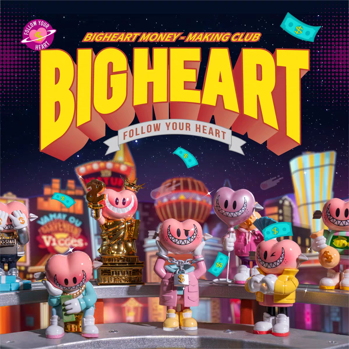 正版BigHeart赚钱俱乐部系列盲盒