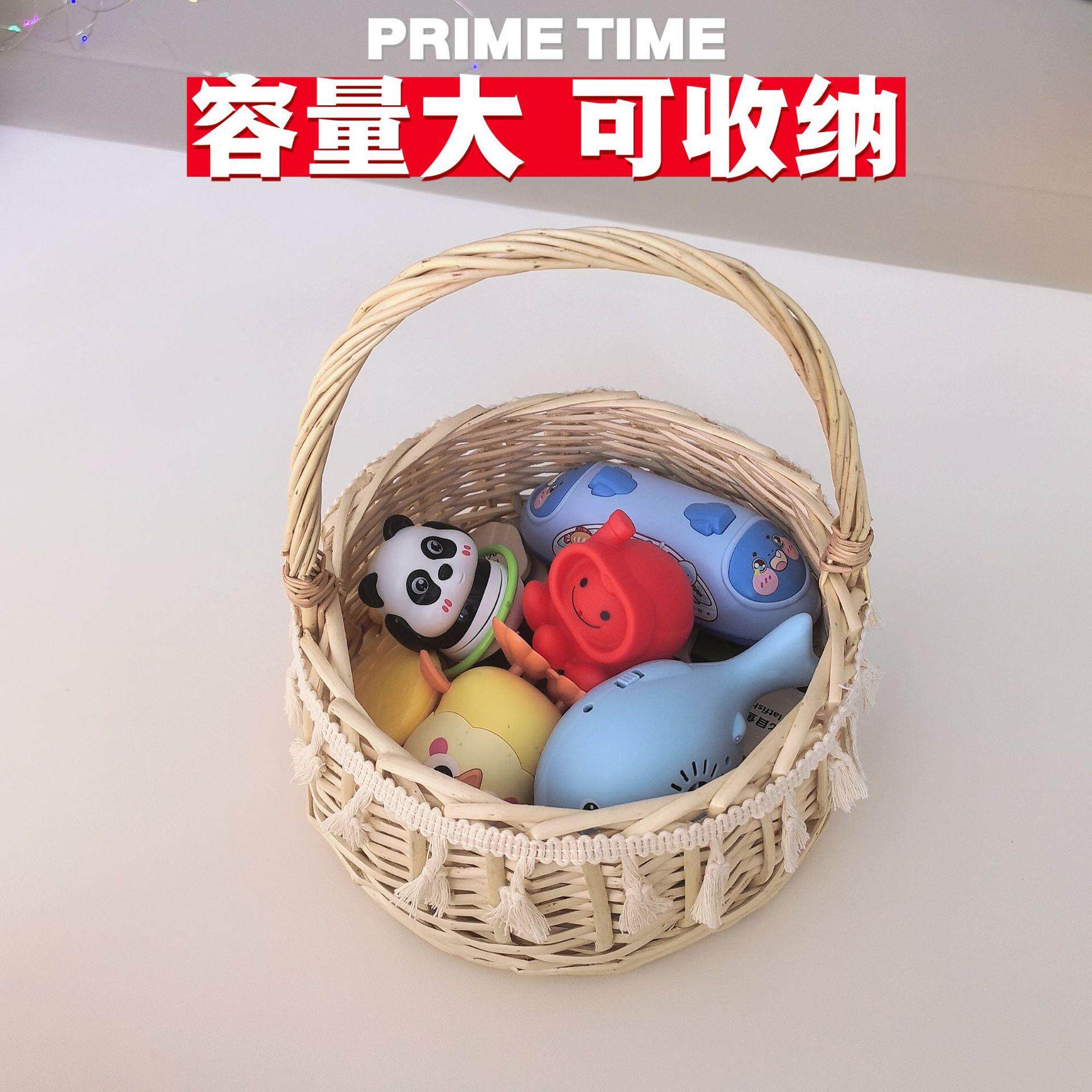 柳编手提插花篮编织篮子