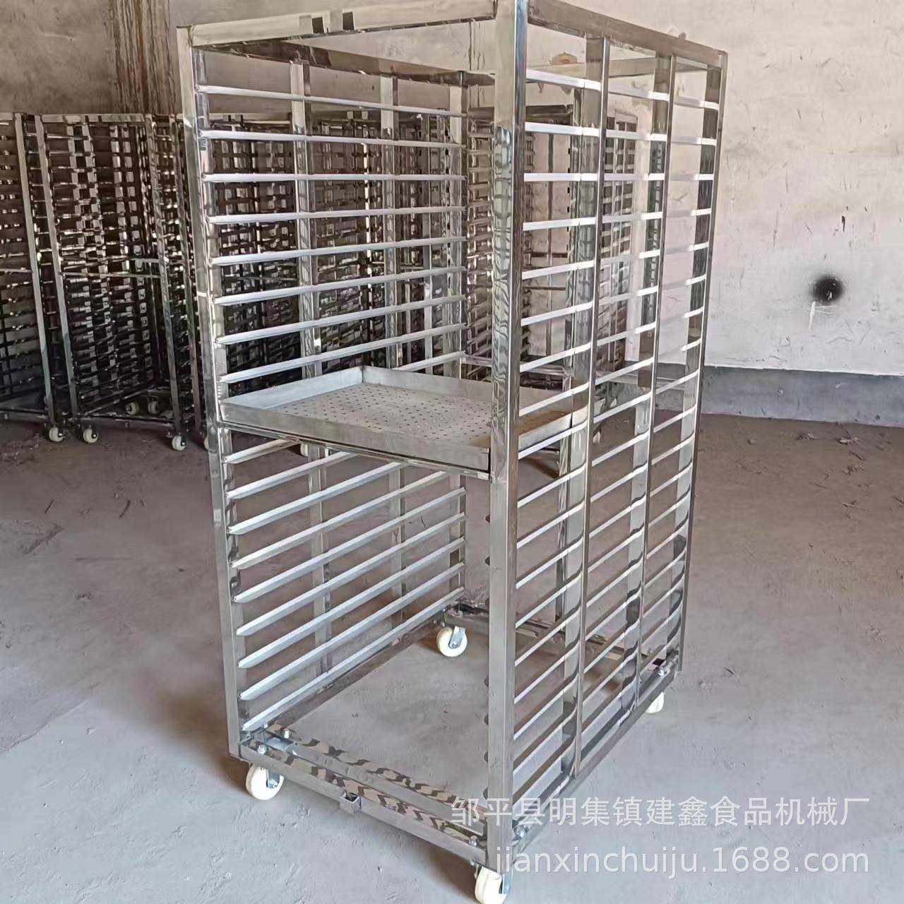 商用50-70盘馒头小推车菊花烘干架子车不锈钢烤盘架子车
