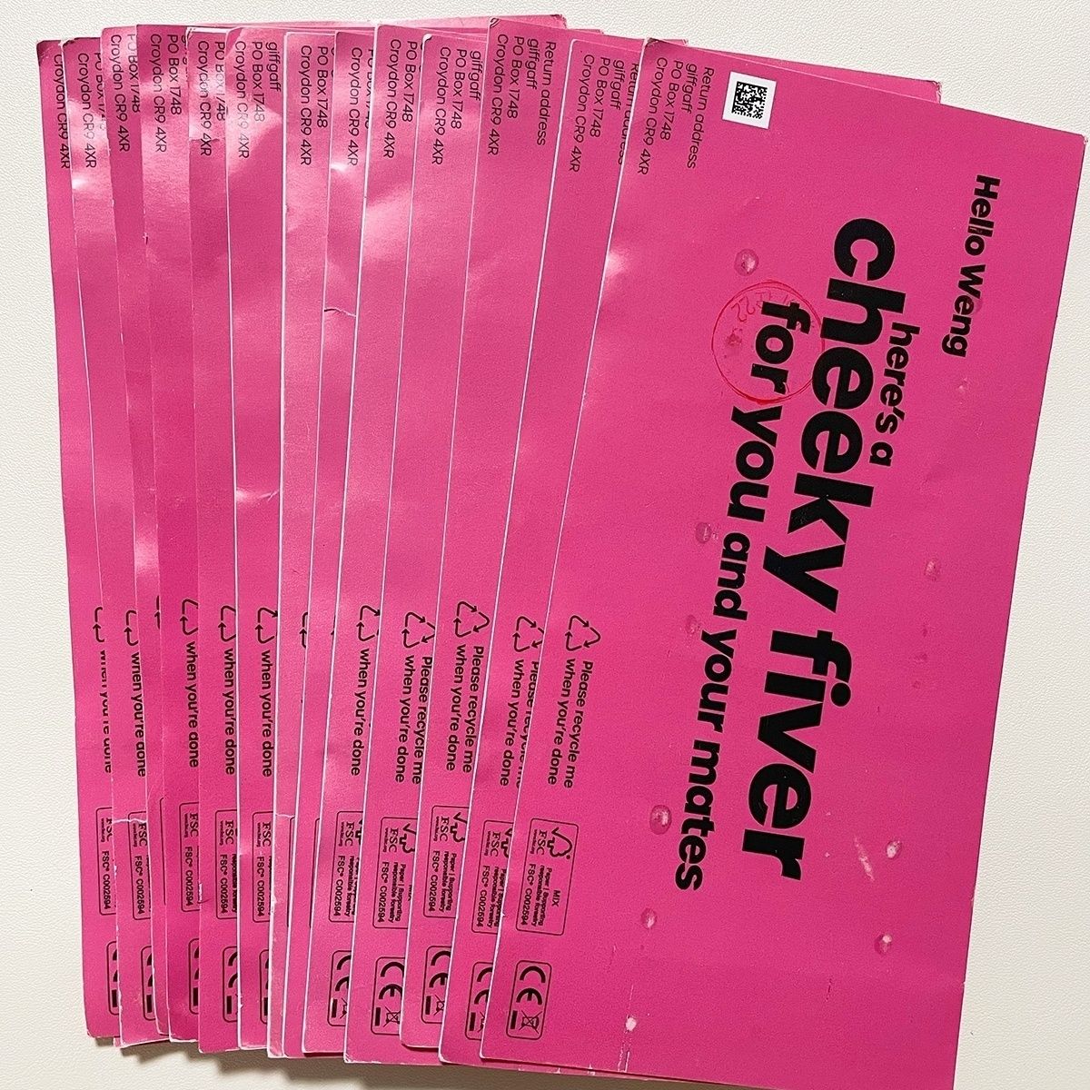 英国giffgaff信封送实体红色信封