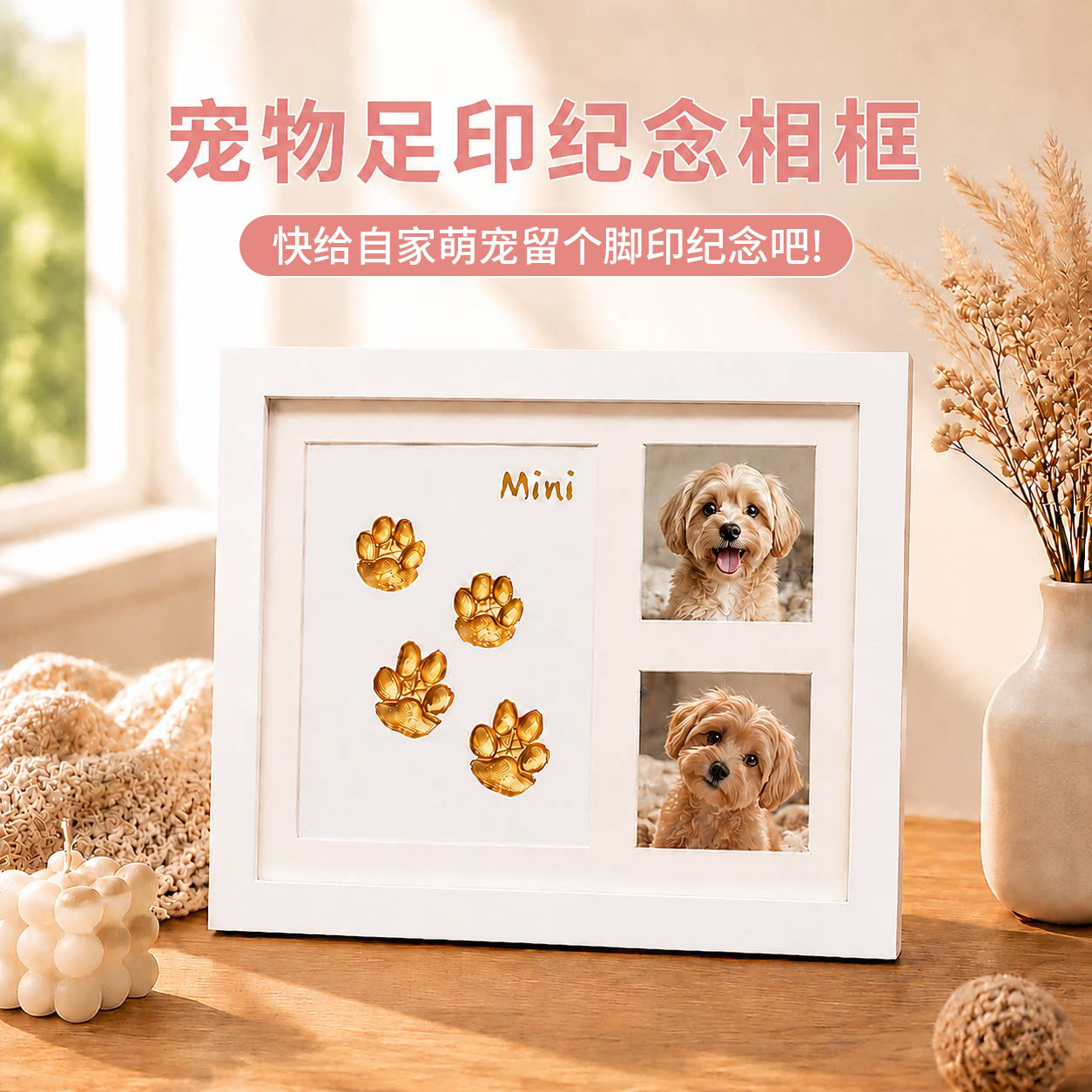 宠物爪印纪念相框猫咪狗狗爪印纪念品diy相框送礼装饰宠物用品图片