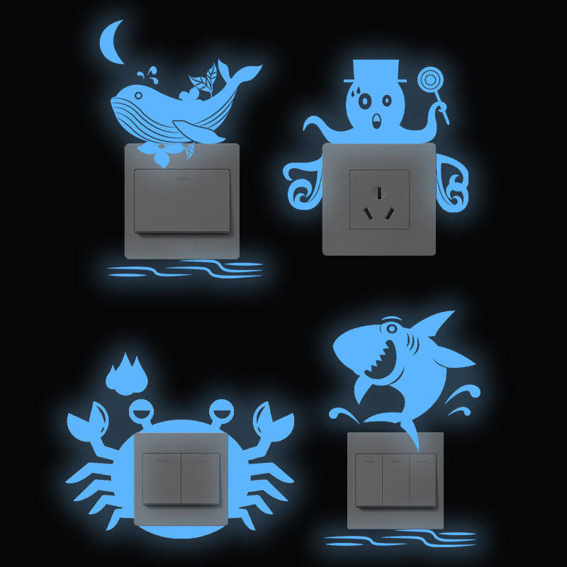 夜光标签指示贴家用灯开关标识贴创意可爱图案海洋世界装饰墙贴纸,家居饰品,软装墙贴,淘宝优惠券,粉丝福利购,淘宝优惠卷