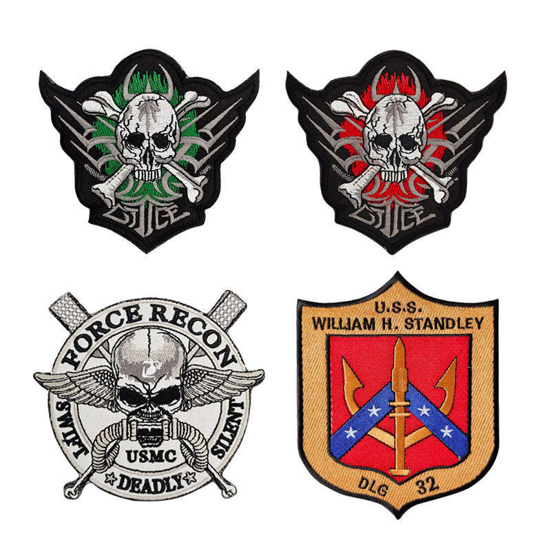 USMC美军陆战队军事臂章死神终结者刺绣魔术贴徽章大号臂章现货