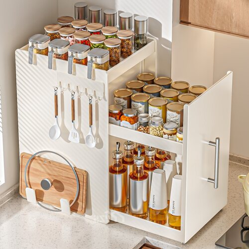 多功能抽拉调味罐台面收纳柜
