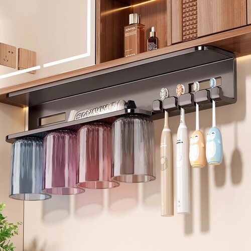 磁吸牙刷架倒挂沥水杯架