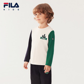 长袖 T恤2025年秋季 新款 FILA斐乐儿童童装 男童小童休闲款 套头上衣