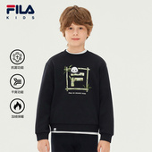 新款 FILA斐乐儿童童装 卫衣2025年冬季 男女童抗菌加绒休闲套头卫衣