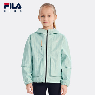 FILA斐乐运动童装 中大童女童外套潮 儿童连帽梭织上衣2024秋冬新款