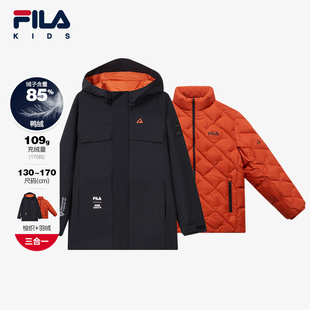 款 FILA 2024冬季 EARTH联名系列斐乐童装 男大童羽绒服两件套 BBC