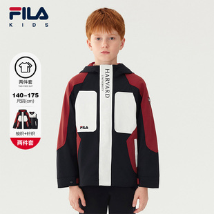 FILA X HARVARD哈佛联名童装外套2025年秋季新款男童中大童两件套