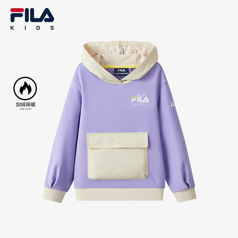FILA斐乐加绒保暖连帽卫衣