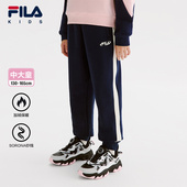 女童中大童保暖裤 FILA斐乐童装 子 新款 运动裤 儿童加绒长裤 2024冬季