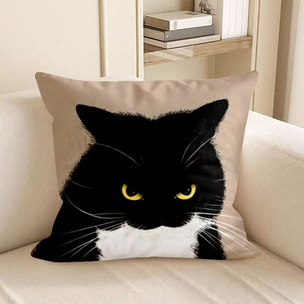 可爱猫咪抱枕客厅沙发靠枕奶牛猫抱枕车内靠垫客厅靠枕枕套