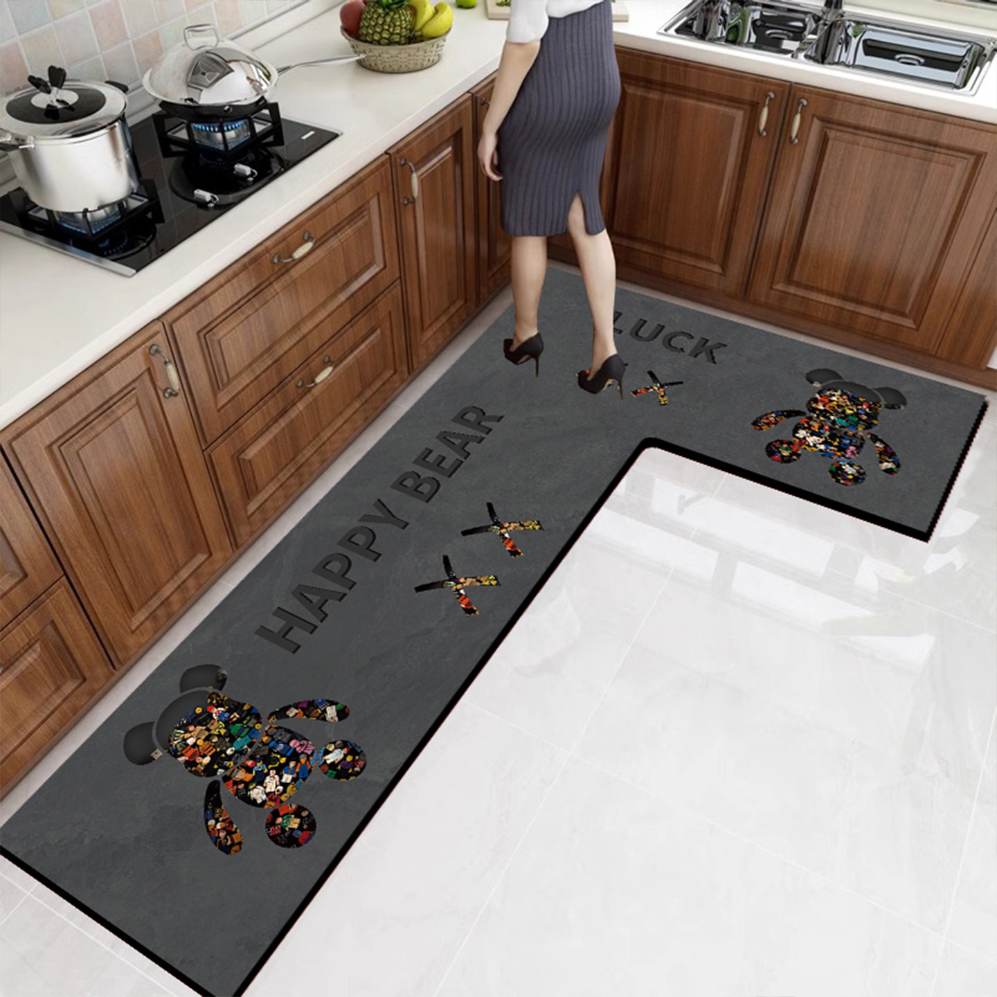 暴力熊L型厨房防滑防油地垫转角地毯吸油吸水免洗耐脏防滑脚垫子,居家布艺,厨房地垫,淘宝优惠券,粉丝福利购,淘宝优惠卷