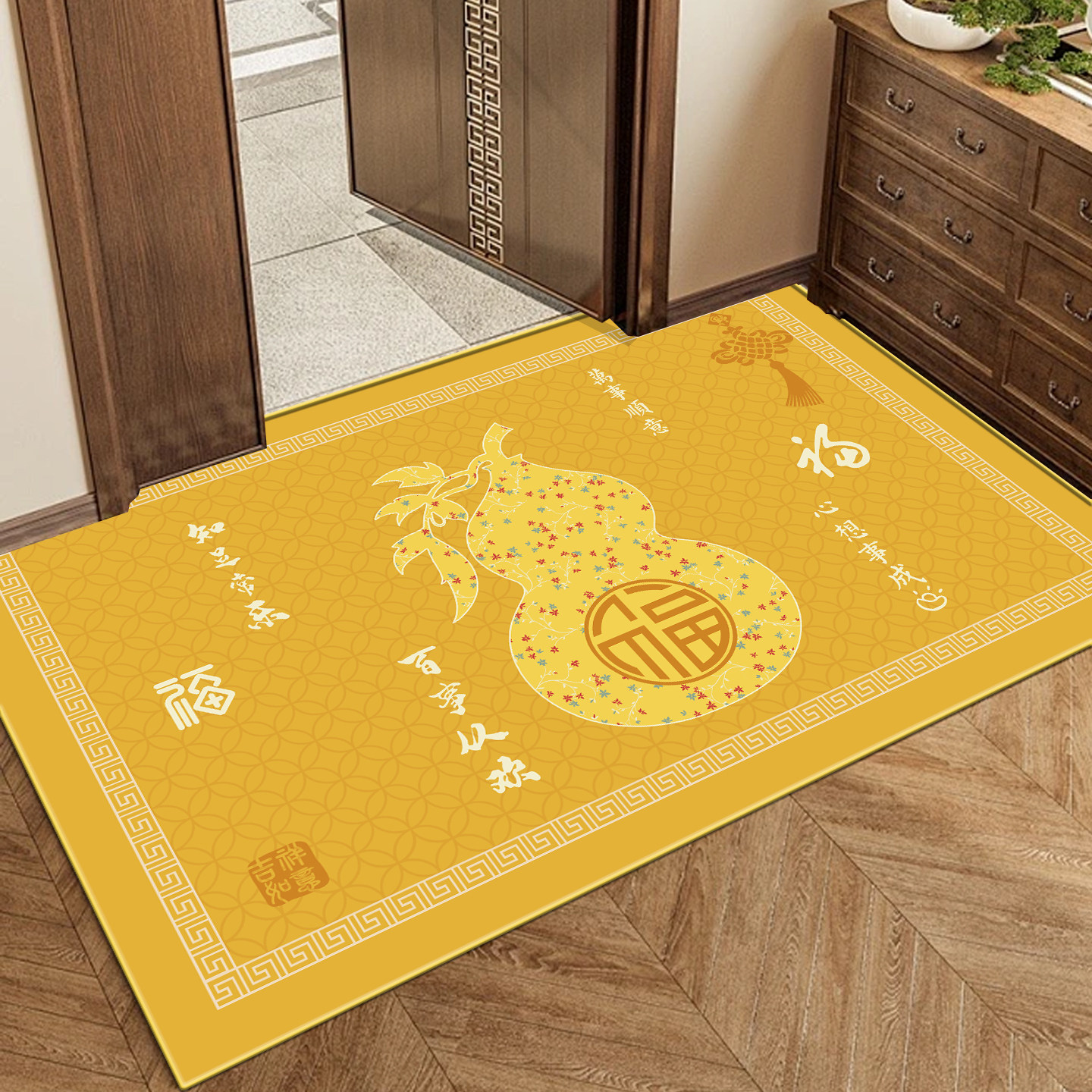 金色福禄入户门地垫风水垫平安黄色福字脚垫乔迁进门大门口地毯垫,居家布艺,入户地垫,淘宝优惠券,粉丝福利购,淘宝优惠卷