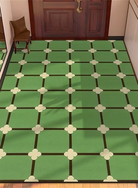 高级感绿色入户门地垫进门耐脏防滑硅藻泥吸水垫可裁剪大门口地毯
