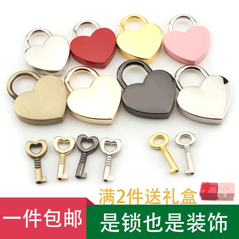 迷你爱心小挂锁箱包心形锁头金银色爱心装饰挂锁五金配饰婚庆饰品