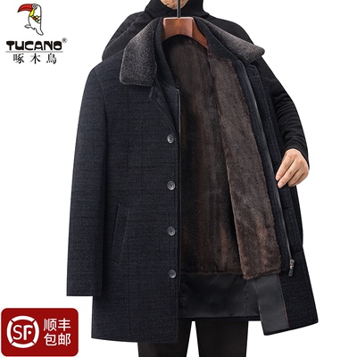 啄木鸟毛呢大衣加绒加厚春装外套