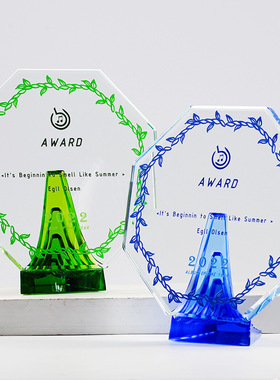 东南新款水晶琉璃经销授权纪念奖牌优秀员工周年颁奖荣誉退休奖盘