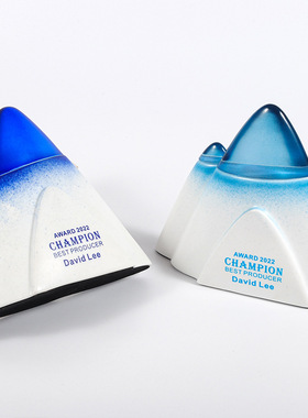 东南琉璃陶瓷山峰造型奖杯定制优秀攀登者奖品年会颁奖礼品纪念品