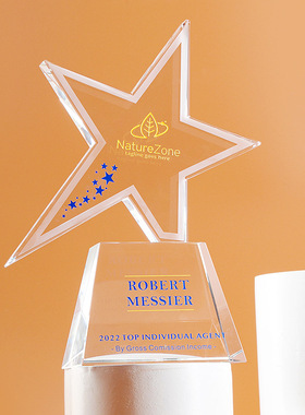 东南现货五角星水晶奖杯水晶奖牌厂家直销团队颁奖定制刻字纪念品