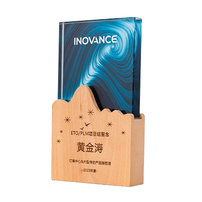 东南实木水晶奖杯定制创意奖杯