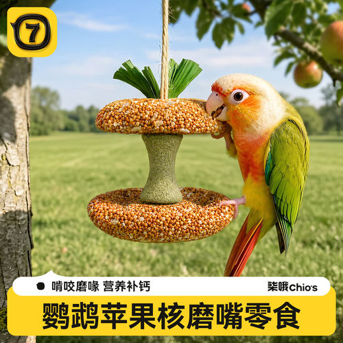 柒哦鹦鹉啃咬苹果核零食磨牙棒谷物营养补钙小太阳牡丹造景装饰