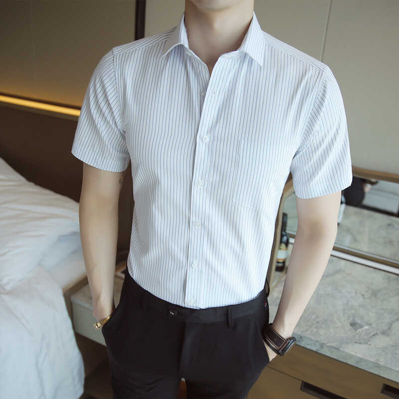 商务休闲帅气夏季条纹男士衬衣