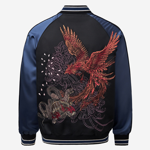 龍頂SUKAJAN 重磅刺绣四神兽棒球服国风司卡将夹克外套横须贺