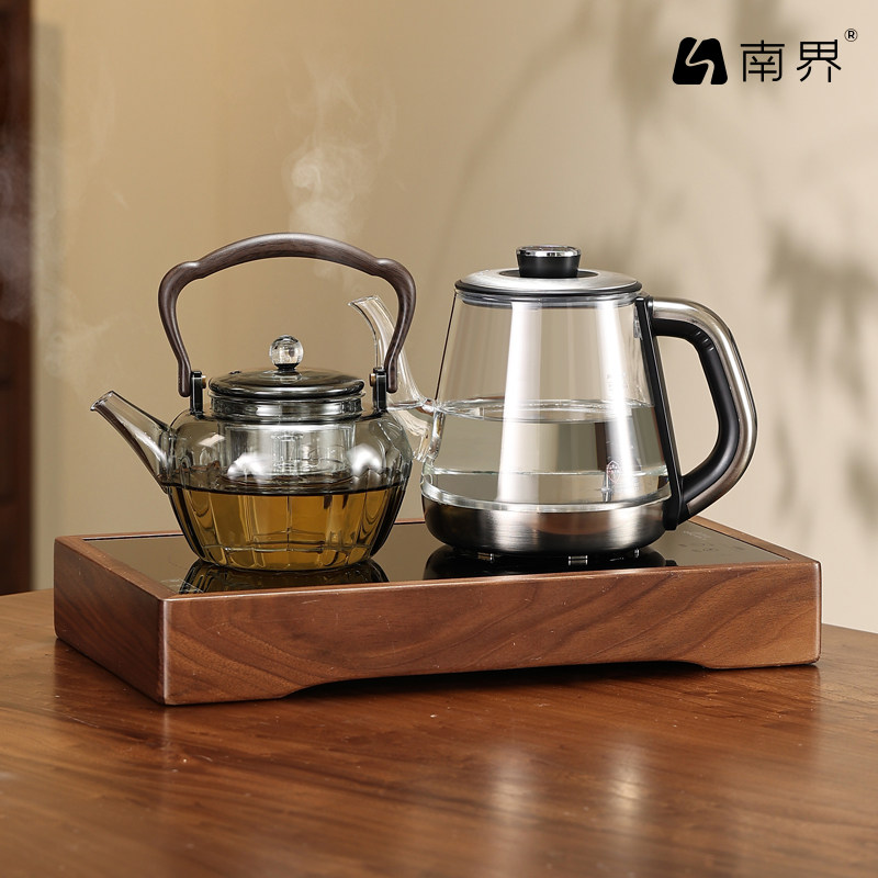 底部自动上水电热烧水壶茶台嵌入一体黑晶炉泡茶专用煮茶壶快煮壶